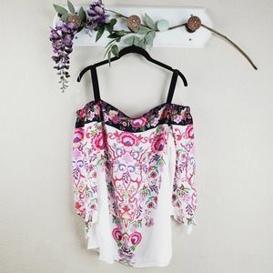 Chenault Floral Cold Shoulder Strap Blouse